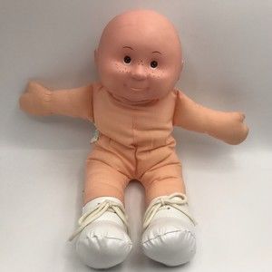 Vintage Blue Box 13" Baby Doll Toy Factory LTD Freckles Bald 1983 Hong Kong Tag